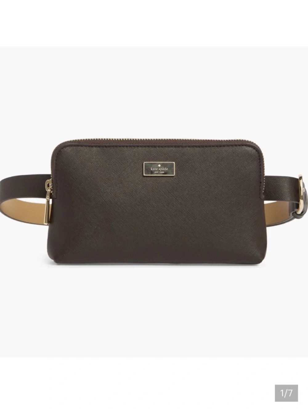 Kate Spade Black Saffiano Leather Belt Bag with Gold Hardware L/XL - Picture 1 of 6